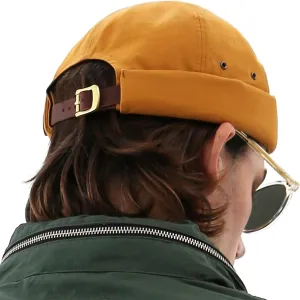 UNDERCONTROL Vintage Brimless Sailor Fisherman Leon Hat Miki Skull Docker Leather Strap Beanie Cap for Men & Women Korea