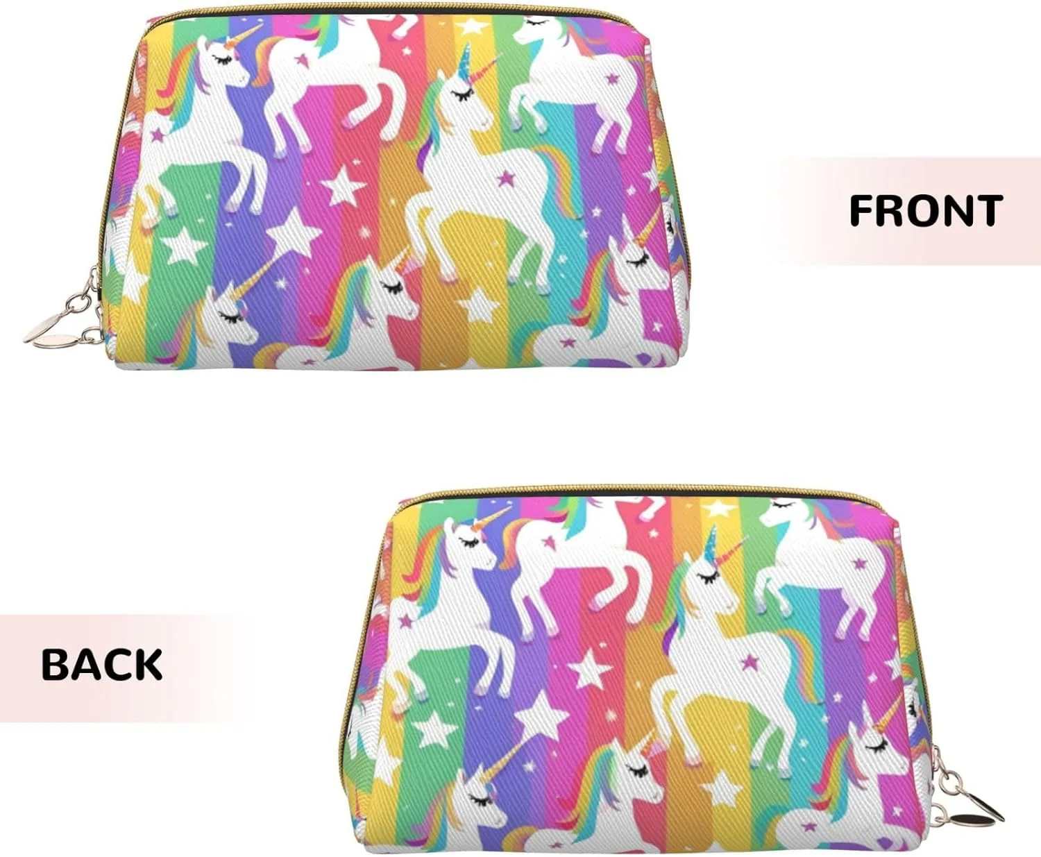 Unicorns On Stripes Toiletry Pouch, Travel-Friendly Makeup Organizer For Makeup Brushes, Lipsticks