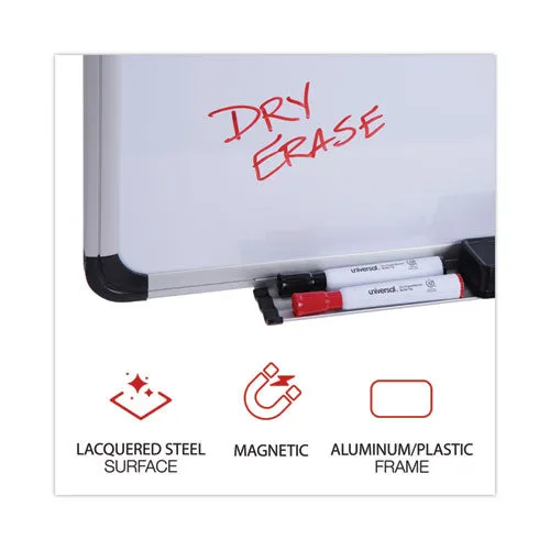 Universal® Magnetic Steel Dry Erase Marker Board, 72" x 48", White Surface, Satin Aluminum Frame