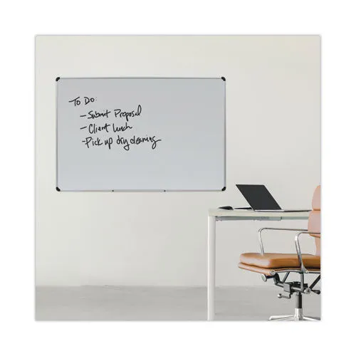 Universal® Magnetic Steel Dry Erase Marker Board, 72" x 48", White Surface, Satin Aluminum Frame