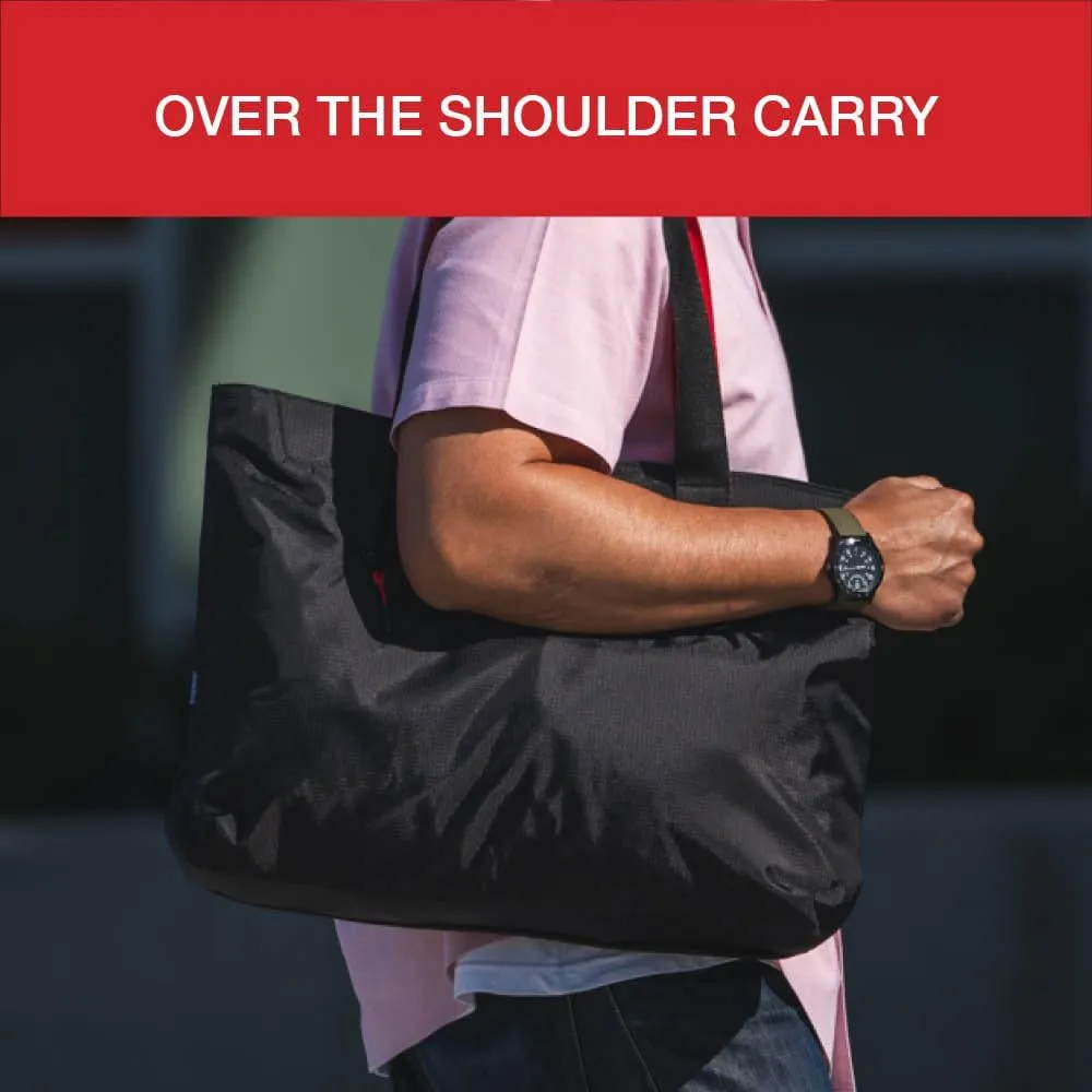 Universal Tote Bag, Foldable Nylon Shoulder Bag for Work and Errands - Water Bottle Holder, Multiple Pockets
