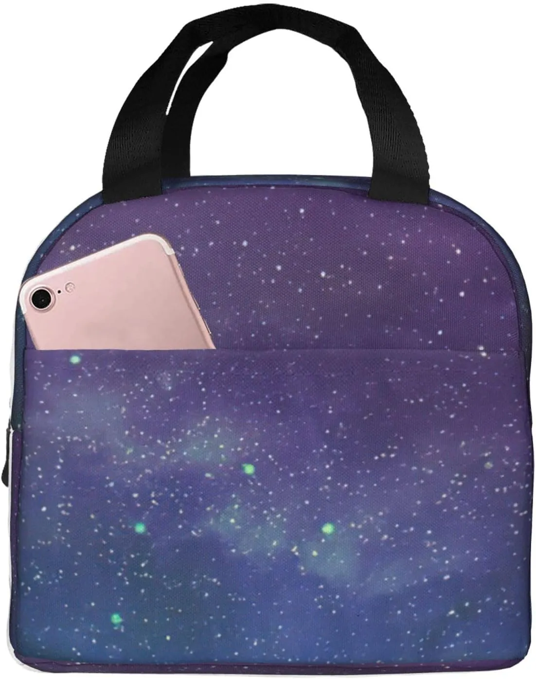 Universe with Stars Galaxy Interstellar Print Lunch Tote Bag Adult Insulated Tote Bags Work Travel Outdoor Daily Use