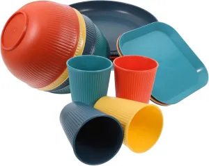 Unomor 1 Set Set Unbreakable Dinnerware Set Camping Plates Bowls Cups for Outdoor Dining and Parties Stylish Resistant to Cracks for Four People