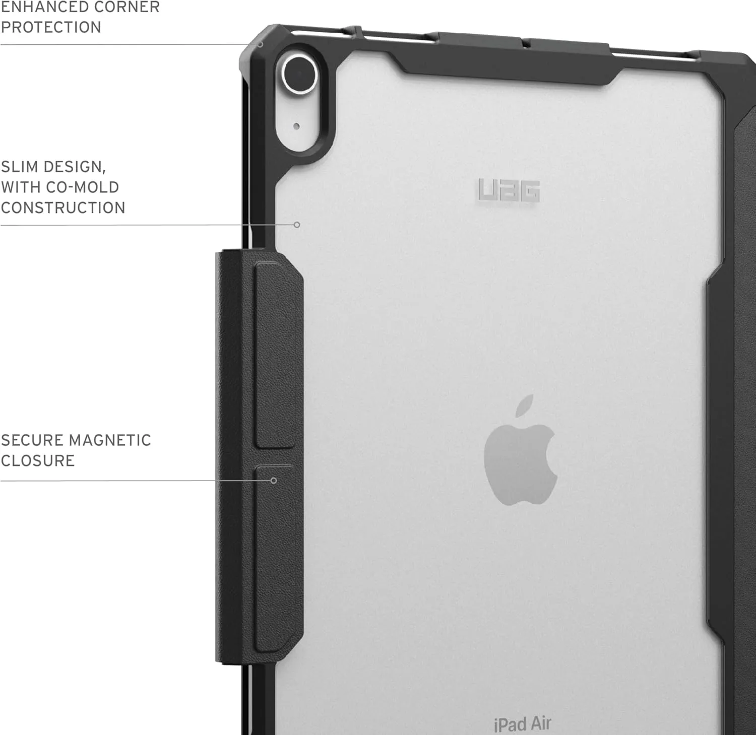 URBAN ARMOR GEAR UAG Designed for iPad Air 11" Case (6th/7th Gen 2024-2025) M3 A3266 A3267 - Rugged Adjustable Multi-Angle Stand Auto Sleep/Wake Folio Cover w/Pencil Holder, Essential Armor Black