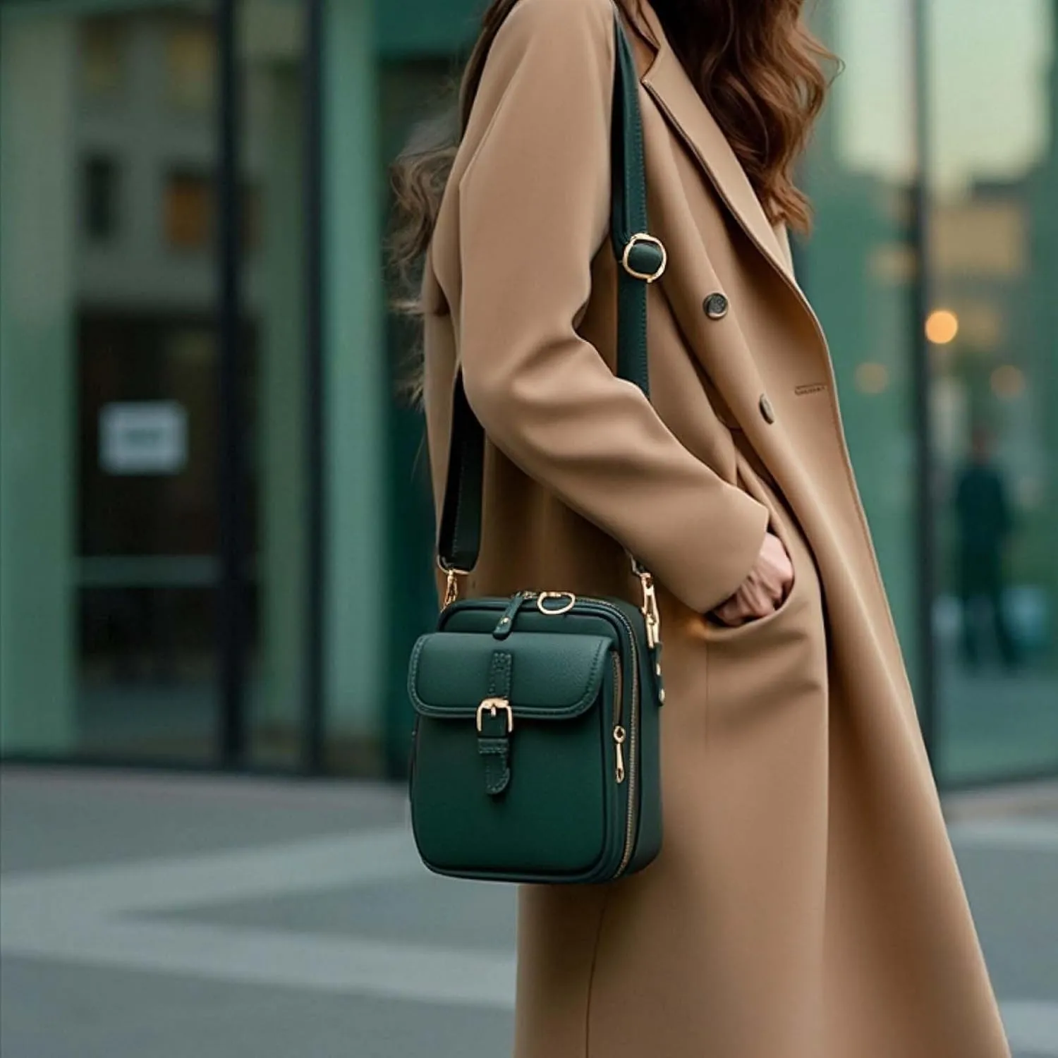Urvashi Crossbody Leather Bag, 2025 Upgraded Urvashi Crossbody Bag for Women, Vintage Large Capacity Messenger Bag