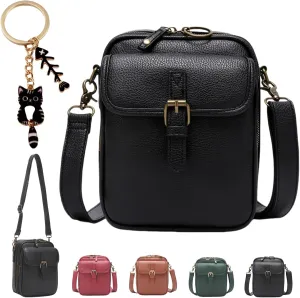 Urvashi Crossbody Leather Bag for Women, 10 Card Slot Upgraded Vintage Anti Theft Purse, Built in Wallet
