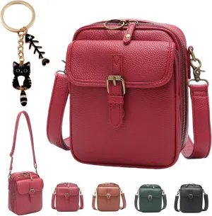 Urvashi Crossbody Leather Bag for Women, 10 Card Slot Upgraded Vintage Anti Theft Purse, Built in Wallet
