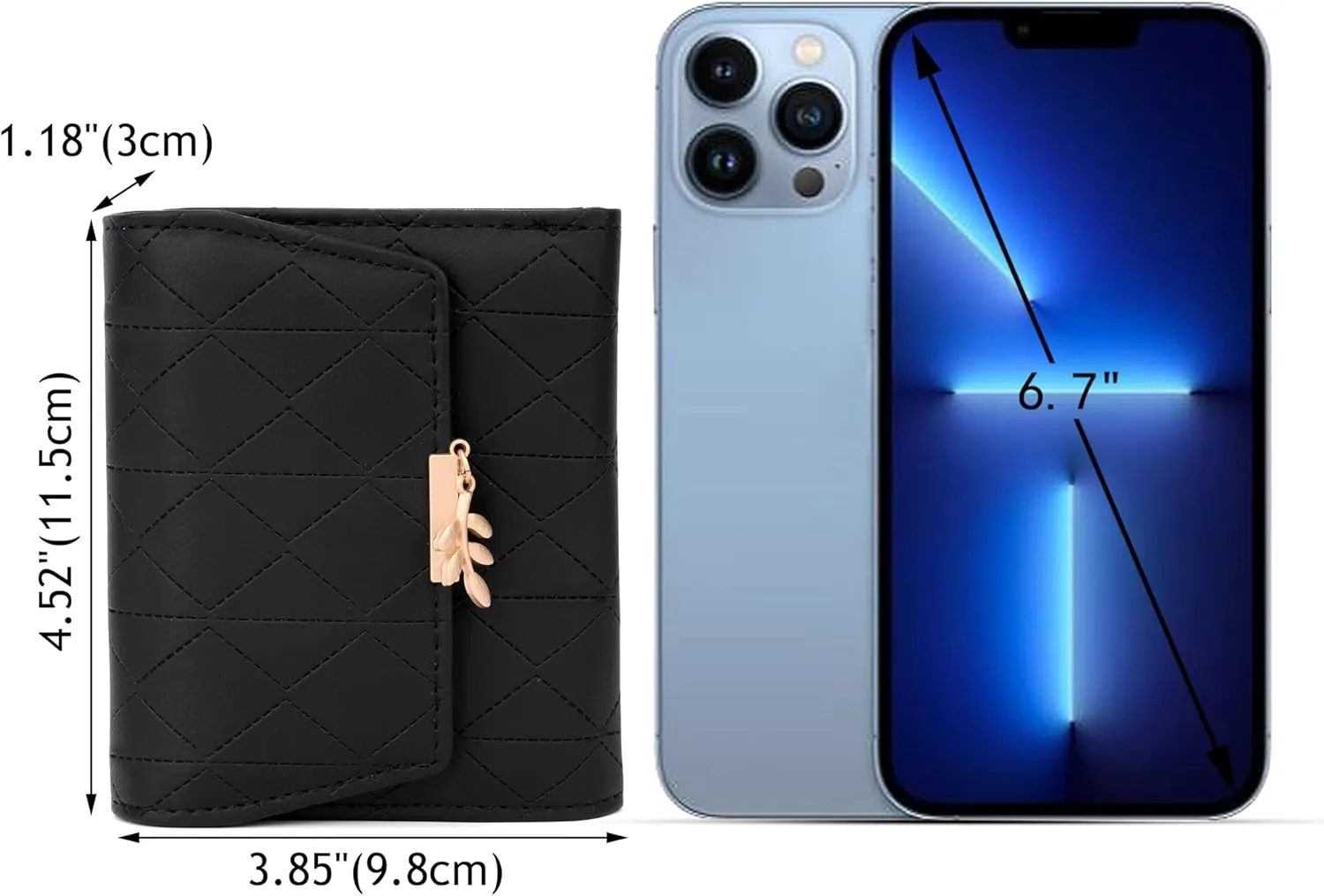 UTO RFID Wallet for Women PU Leather Leaf Pendant Card Holder Phone Checkbook Organizer Zipper Coin Purse