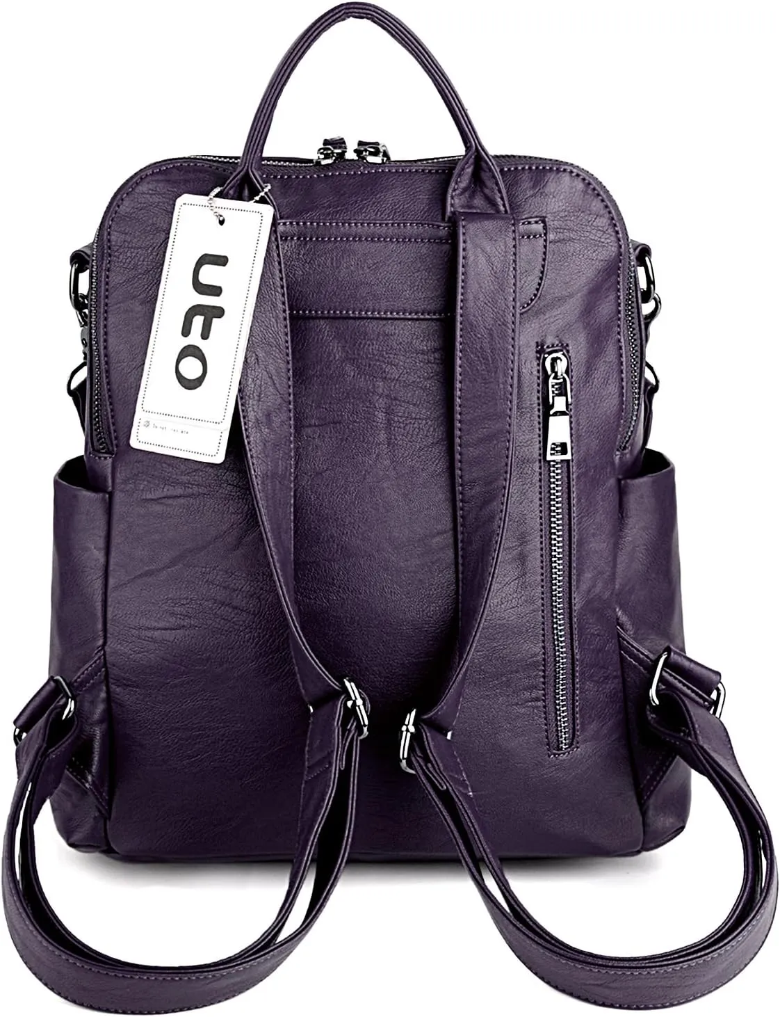 UTO Women Backpack Purse 3 ways PU Washed Leather Ladies Rucksack Shoulder Bag New Blue