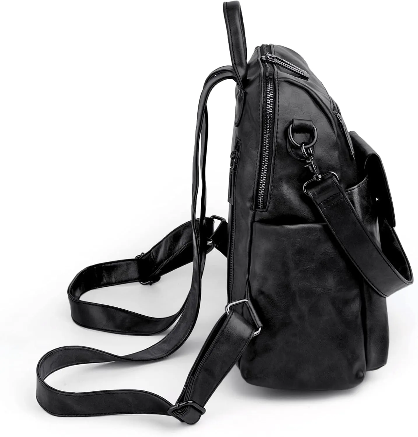 UTO Women Backpack Purse 3 ways PU Washed Leather Ladies Rucksack Shoulder Bag New Blue