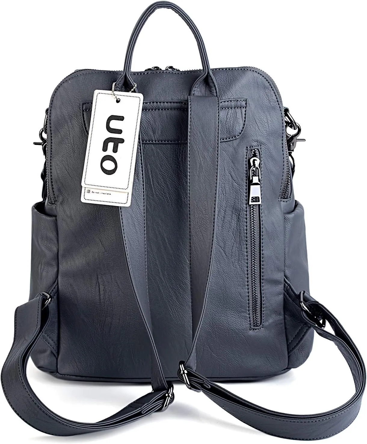 UTO Women Backpack Purse 3 ways PU Washed Leather Ladies Rucksack Shoulder Bag New Blue