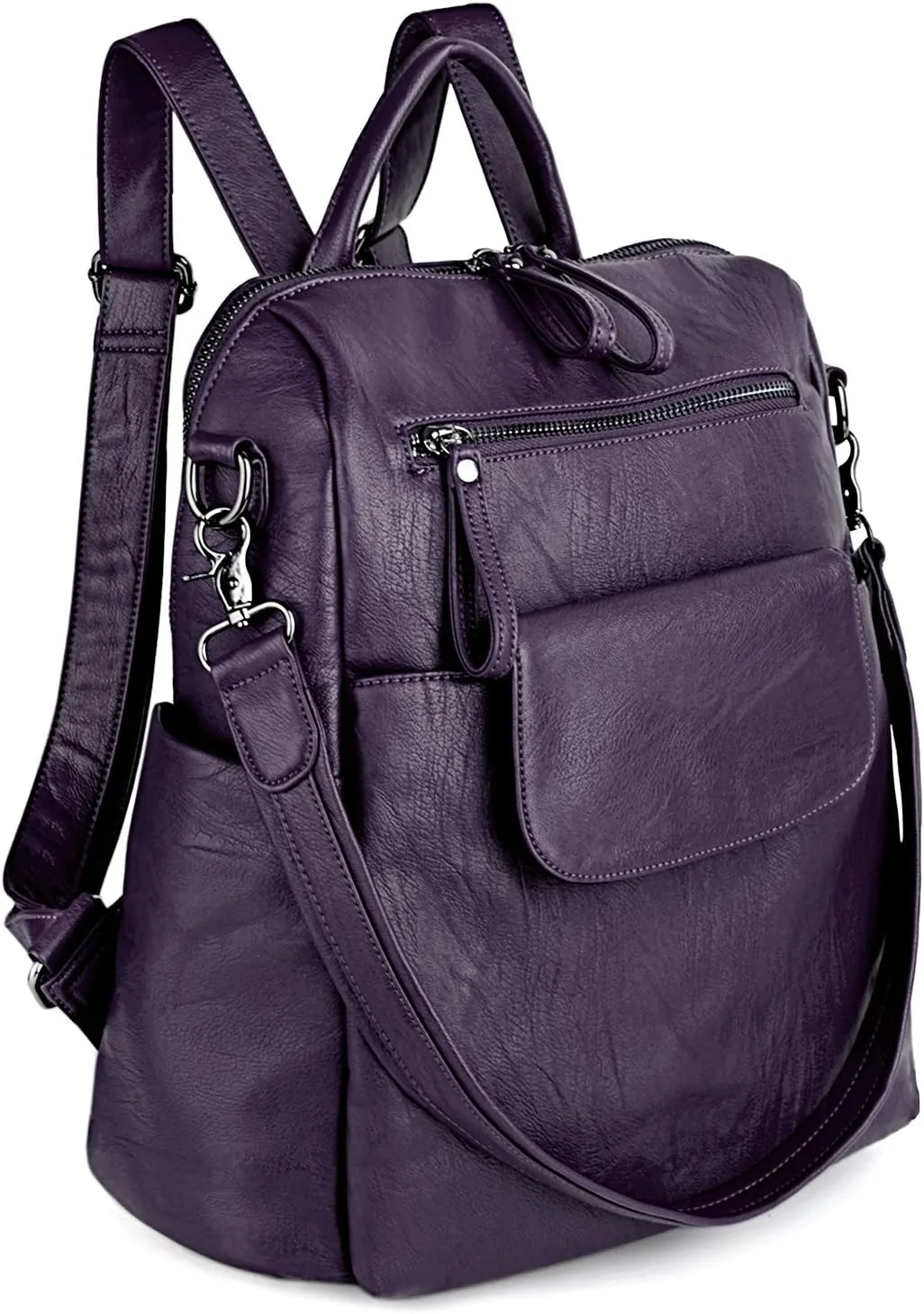 UTO Women Backpack Purse 3 ways PU Washed Leather Ladies Rucksack Shoulder Bag New Blue