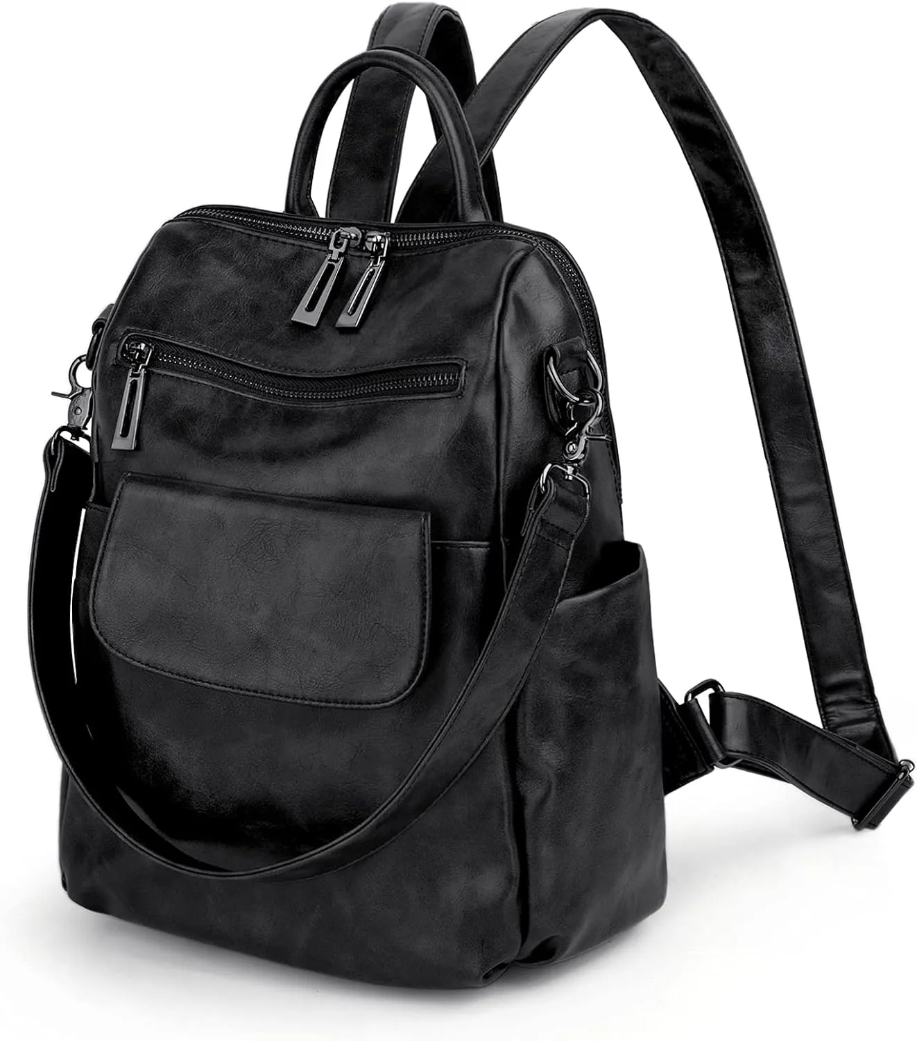 UTO Women Backpack Purse 3 ways PU Washed Leather Ladies Rucksack Shoulder Bag New Blue