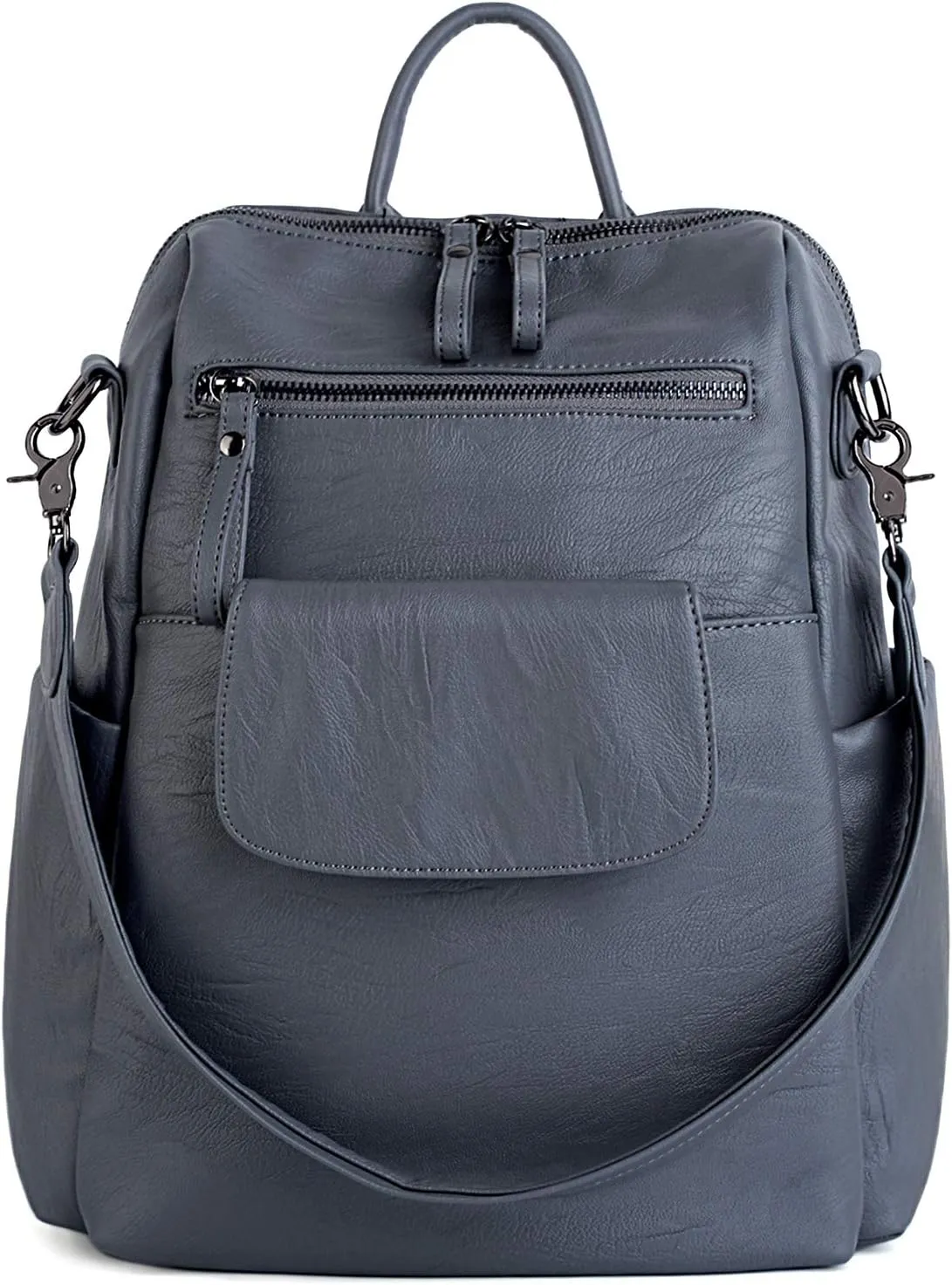 UTO Women Backpack Purse 3 ways PU Washed Leather Ladies Rucksack Shoulder Bag New Blue