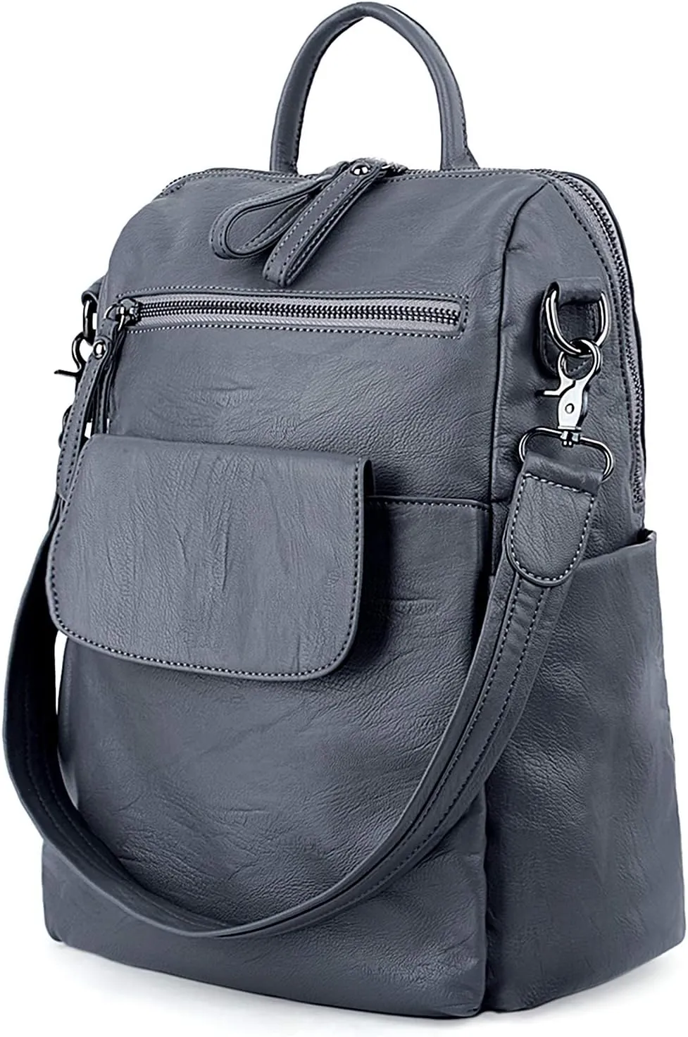 UTO Women Backpack Purse 3 ways PU Washed Leather Ladies Rucksack Shoulder Bag New Blue
