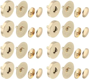 uxcell 40 Sets Magnetic Snaps Button, 18x4mm/0.71"x0.16" Metal Round Magnetic Clasps Button Fabric Base Components and Cap Kit for Clothes Bag Leather DIY Purse Wallet, Gold