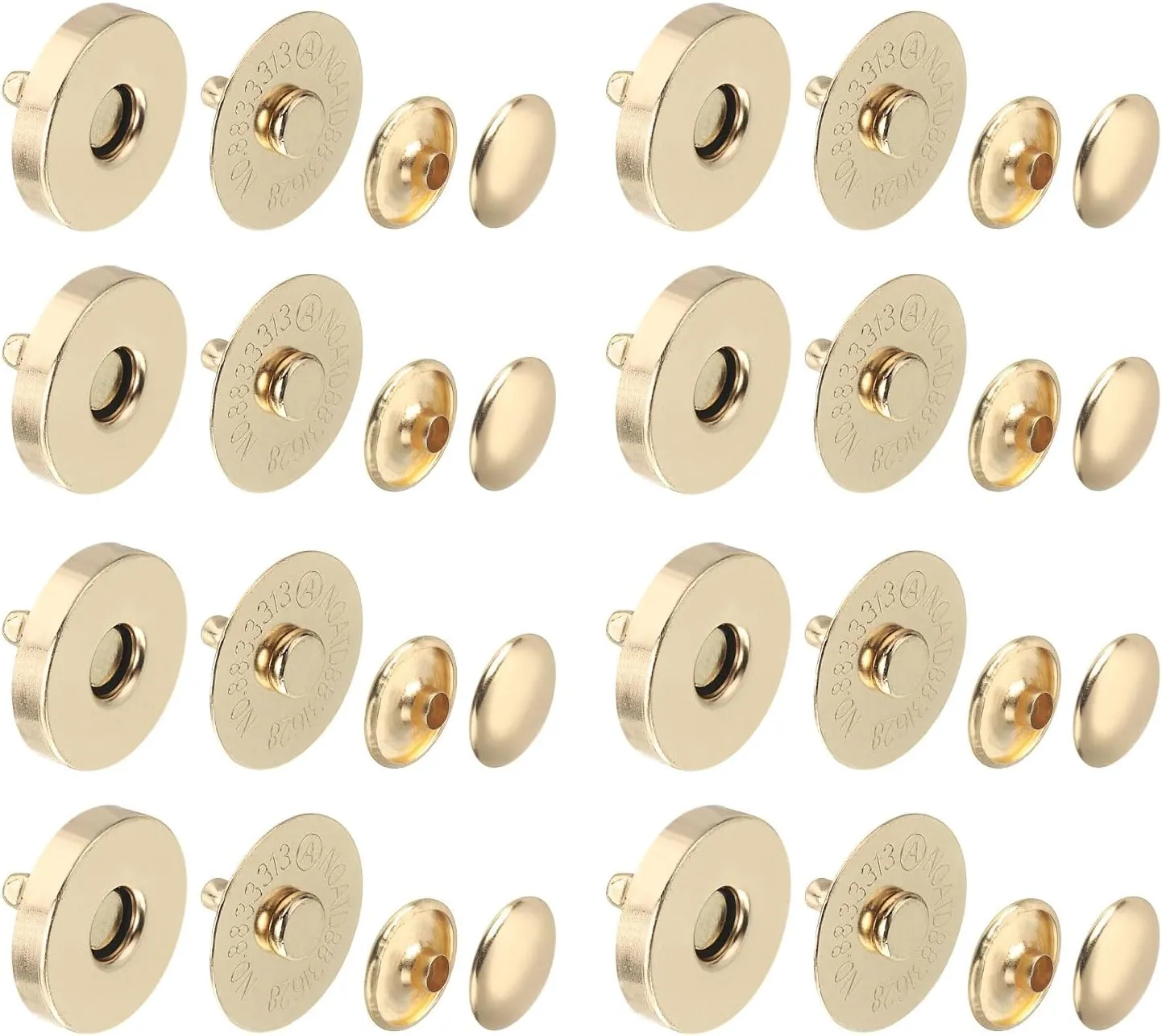 uxcell 40 Sets Magnetic Snaps Button, 18x4mm/0.71"x0.16" Metal Round Magnetic Clasps Button Fabric Base Components and Cap Kit for Clothes Bag Leather DIY Purse Wallet, Gold