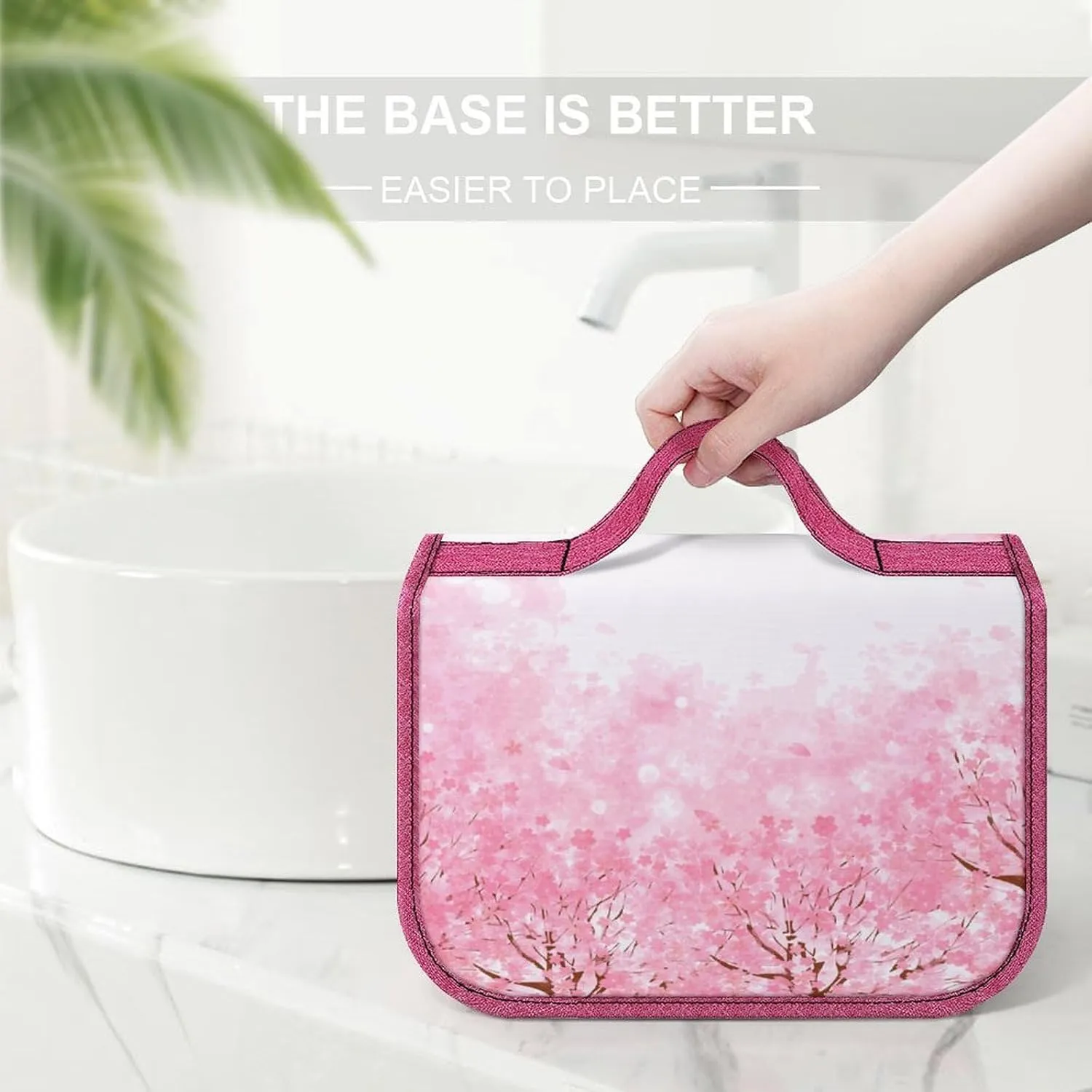 Valentine Theme,Makeup Bag Cosmetic Travel Bag with Hanging Hook,Heart Motifs Romance Love Theme,Water-resistant Make Up Bag Organizer for Brushes,Full-size Container,Toiletries,Pink Green