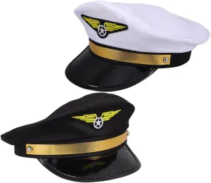 VALICLUD 2pcs Adjustable Hat for Cosplay and Stage Breathable Aviation Costume Accessory for Masquerade Parties and Group Costumes Black White