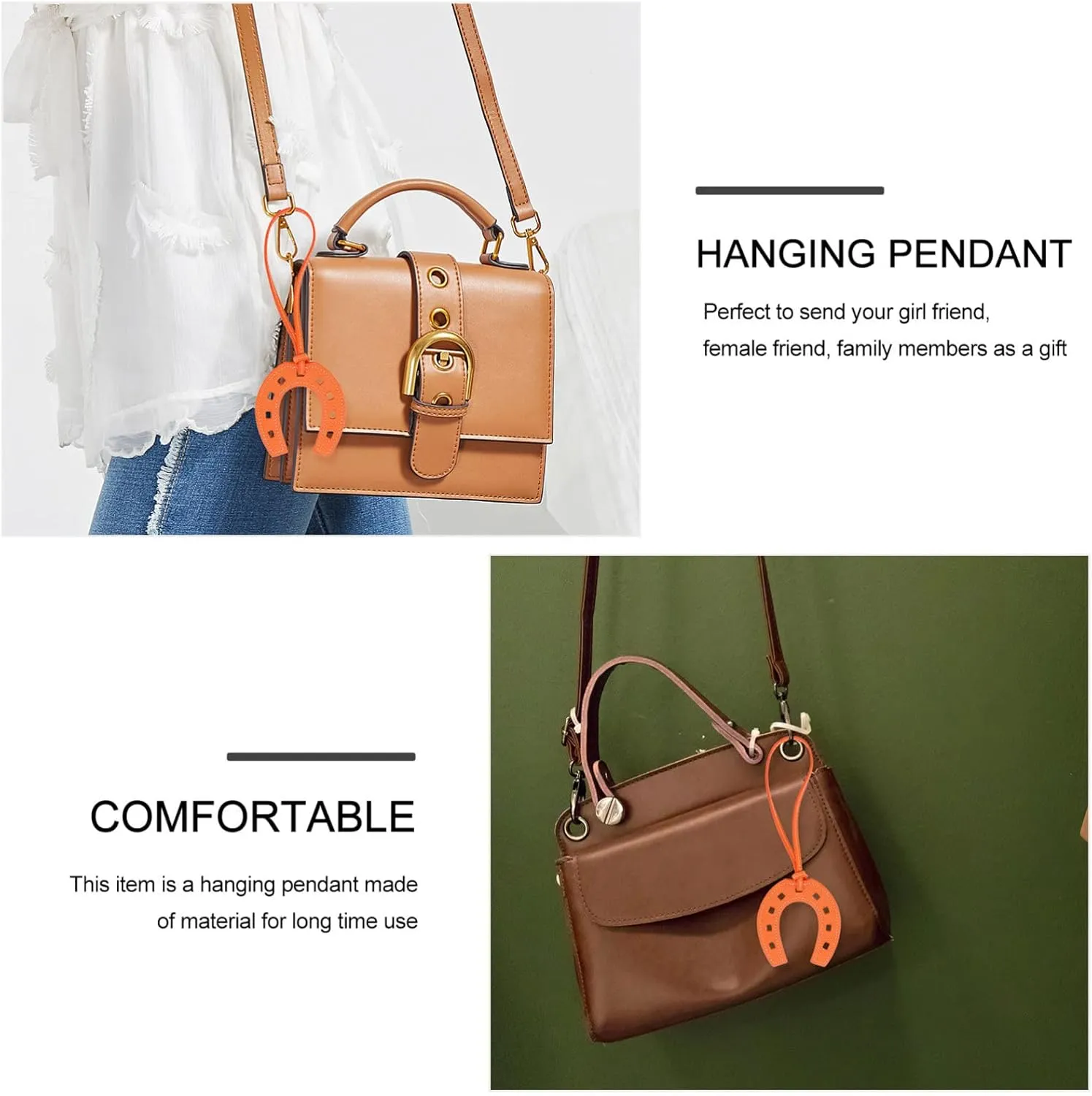 VALICLUD 3pcs Keyring for Purse Leather Decorative Horseshoe Phone Creative Charm Pendant Hanging Keychain