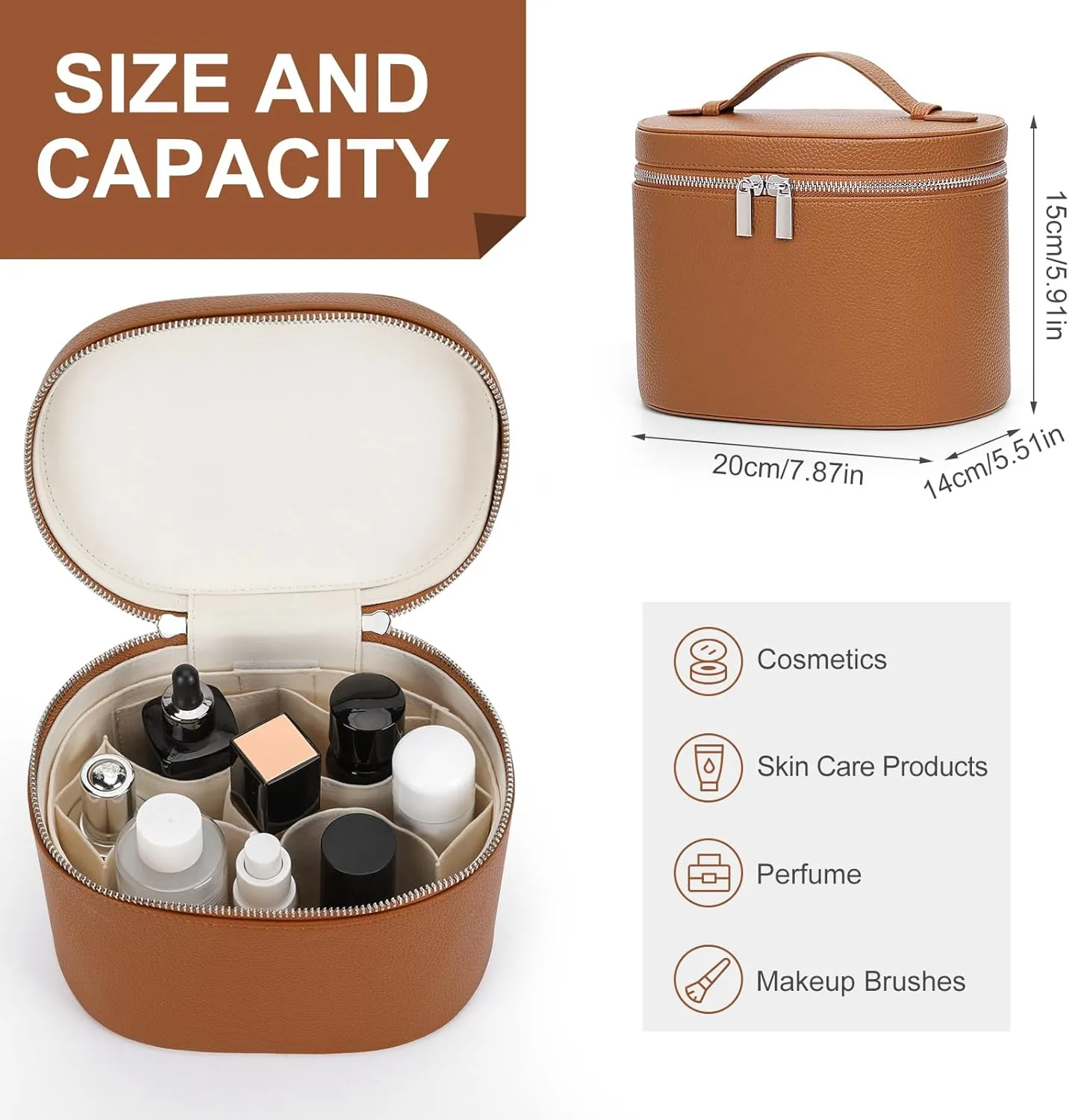 Vanity Case with Dividers Makeup Bag Travel Toiletry Bag for Women Portable Cosmetic Bag Vanity Makeup Case