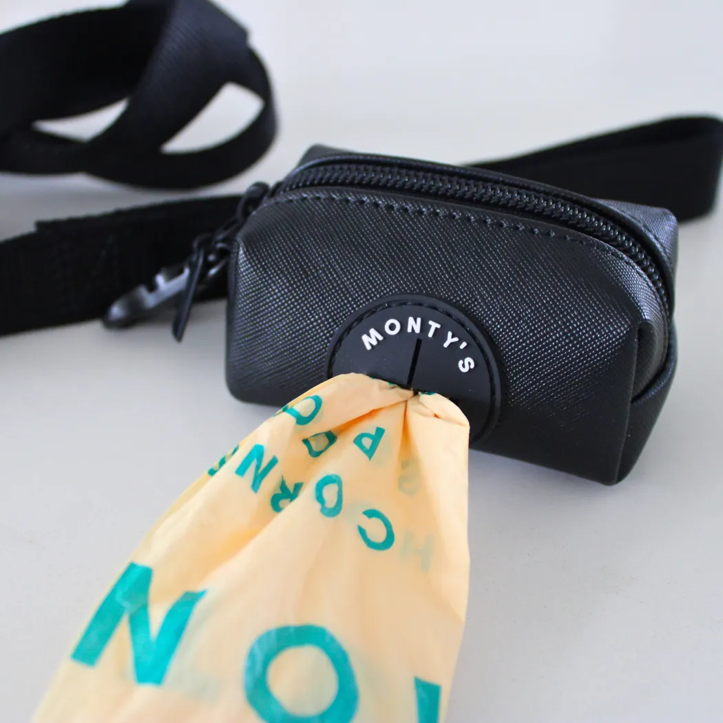 Vegan Leather Poop Bag Dispensers with 15 Standard Compostable Cornstarch Poop Bags