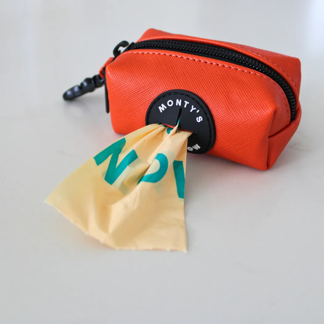 Vegan Leather Poop Bag Dispensers with 15 Standard Compostable Cornstarch Poop Bags
