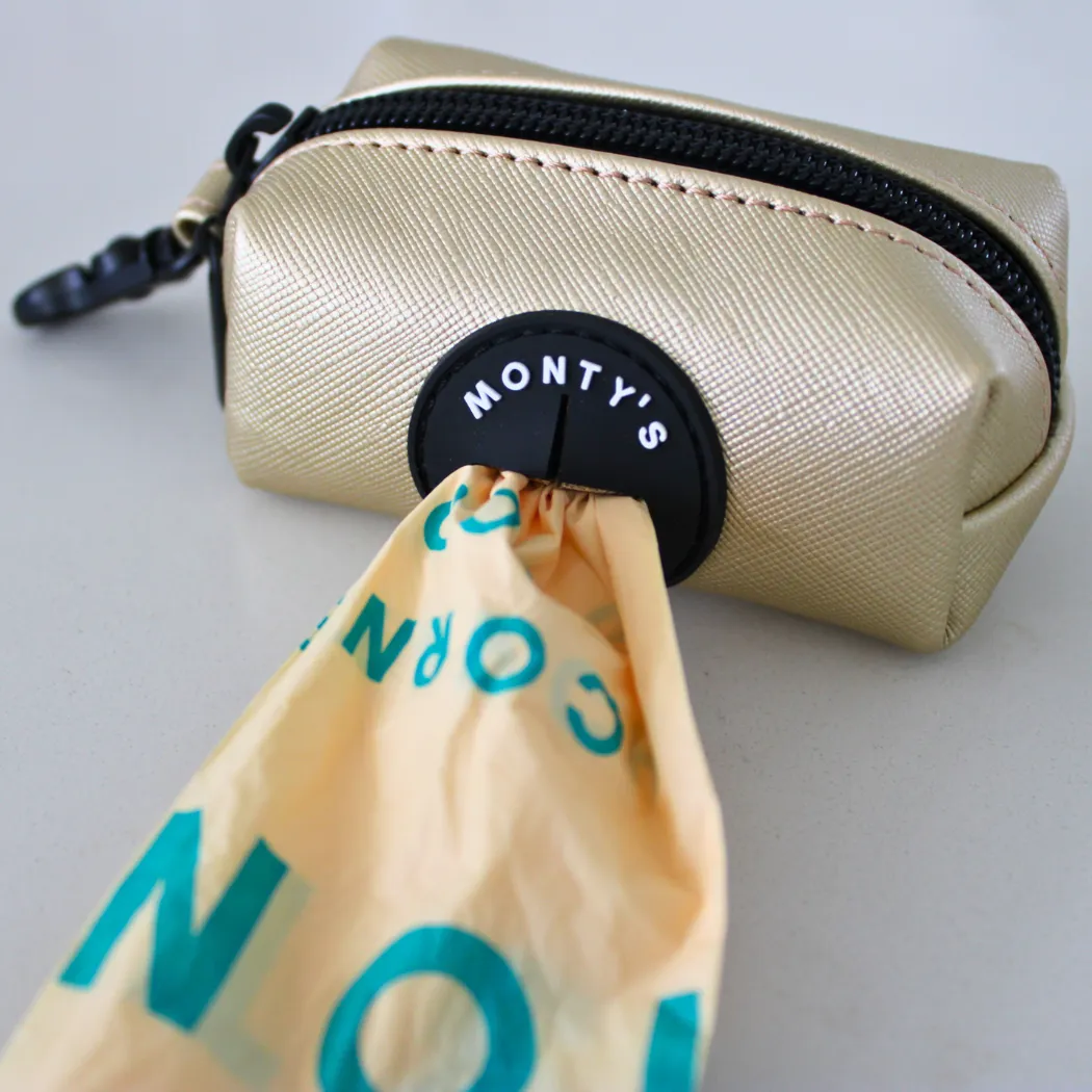 Vegan Leather Poop Bag Dispensers with 15 Standard Compostable Cornstarch Poop Bags