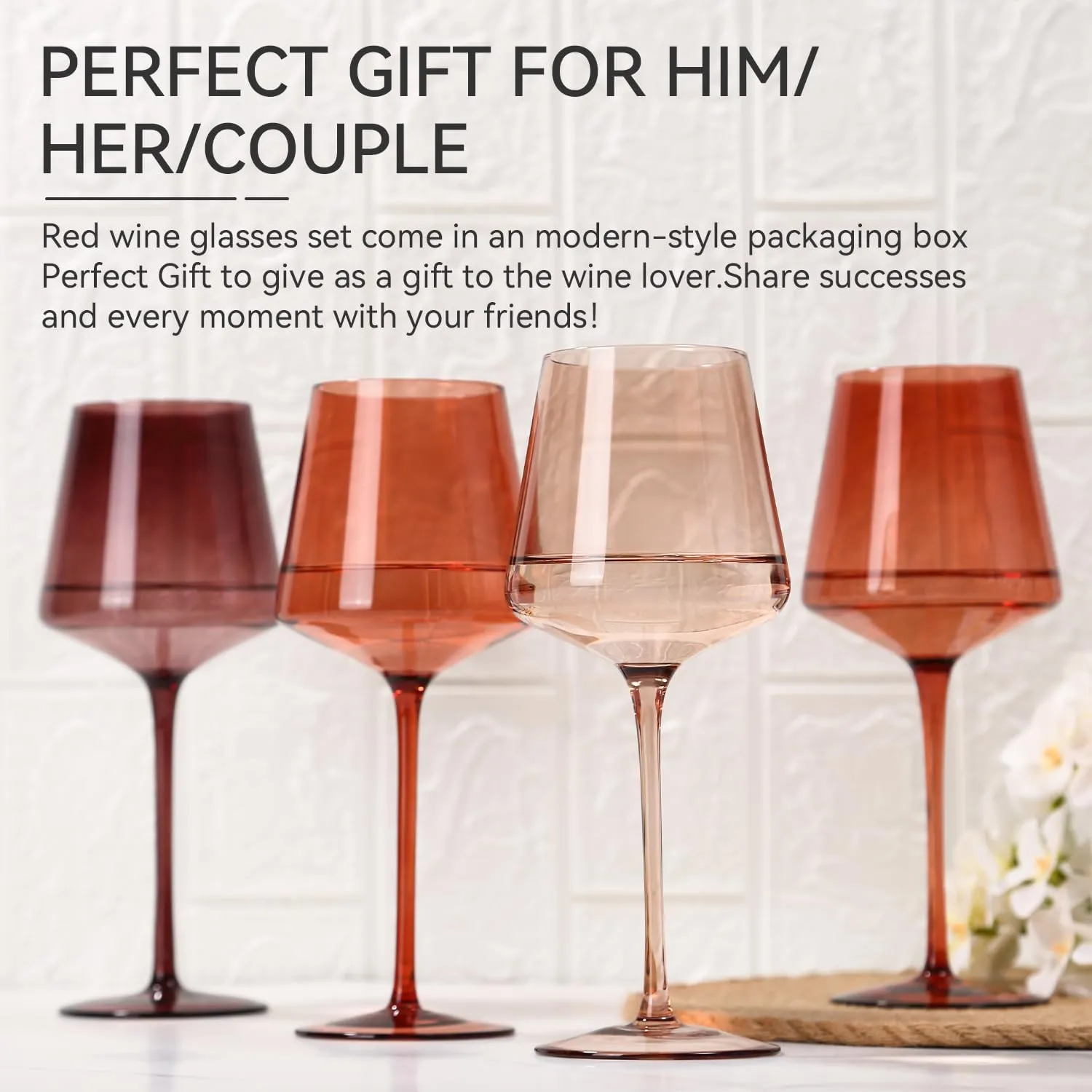 Venus Colored Wine Glasses Set of 6-18oz【Hand Blown】Crystal Colorful Wine Glasses with Stem-Venus Wine Glass Wedding gift set for wine lovers Red White Wine Dinner