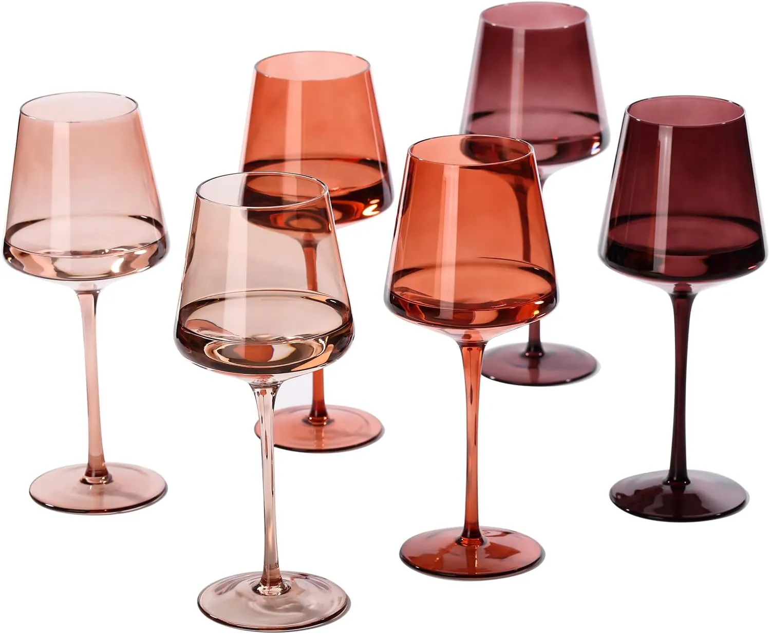 Venus Colored Wine Glasses Set of 6-18oz【Hand Blown】Crystal Colorful Wine Glasses with Stem-Venus Wine Glass Wedding gift set for wine lovers Red White Wine Dinner