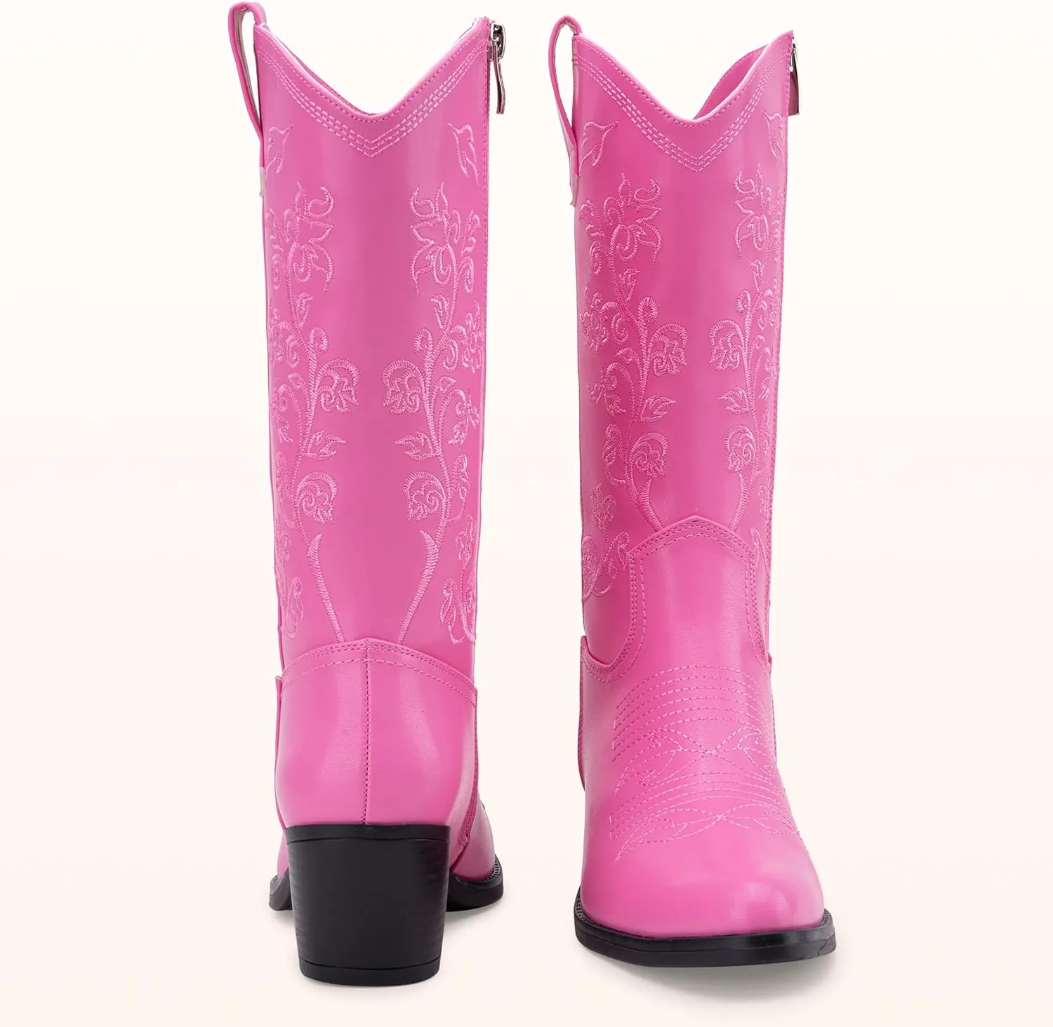Vepose Women's 9803 Embroided Cowboy Boots,Western Pull on Point Toe Mid-Calf Cowgirl Boots with Inside Zipper