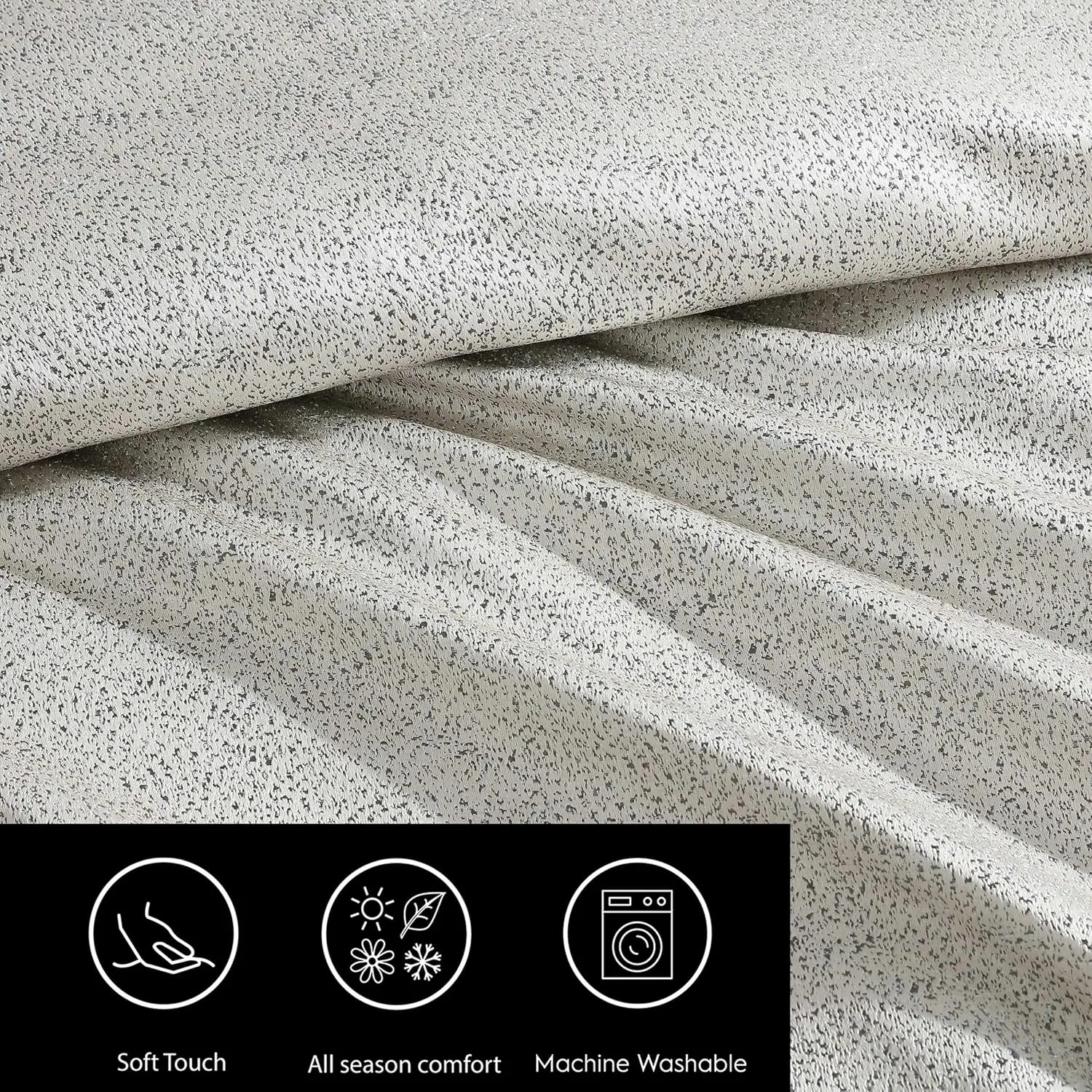 Vera Wang - King Comforter Set, Satin Weave Bedding Set with Matching Shams, Oeko-Tex Certified (Speckled Satin Weave Taupe, King)