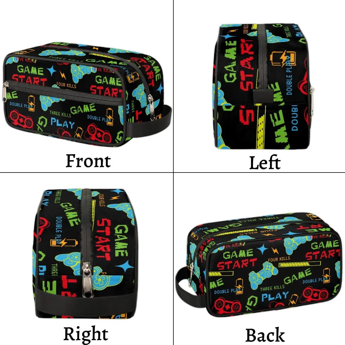 Video Game Start Travel Toiletry Bag for Kids, Waterproof Hanging Wash Bag Gym Shower Kit for Boys Dopp Kit for Toiletries Accessories