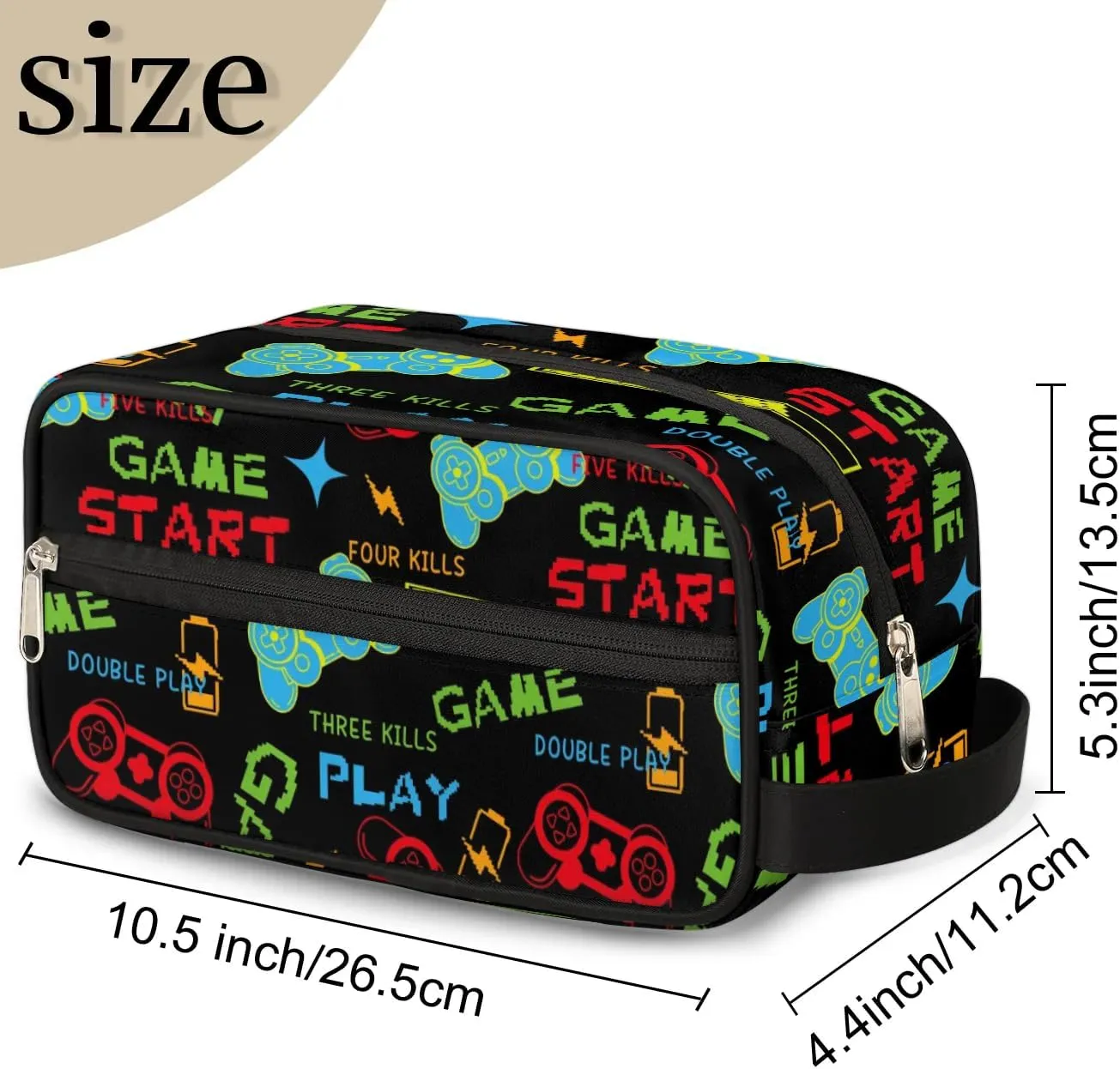 Video Game Start Travel Toiletry Bag for Kids, Waterproof Hanging Wash Bag Gym Shower Kit for Boys Dopp Kit for Toiletries Accessories
