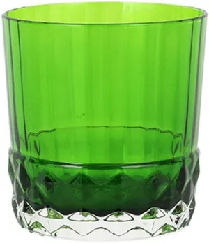 Vietri viva Deco Dark Green Short Tumbler, 12oz, Glass Water Cocktail & Beverage Drinkware
