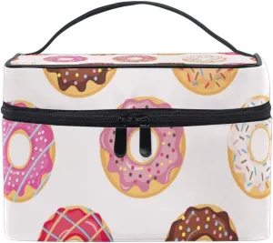 VIKKO Cute Pink Colors Sweet Glazed Donuts Cosmetic Bag Large Capacity Handy Toiletry Case Travel Makeup Organizer for Girls Women
