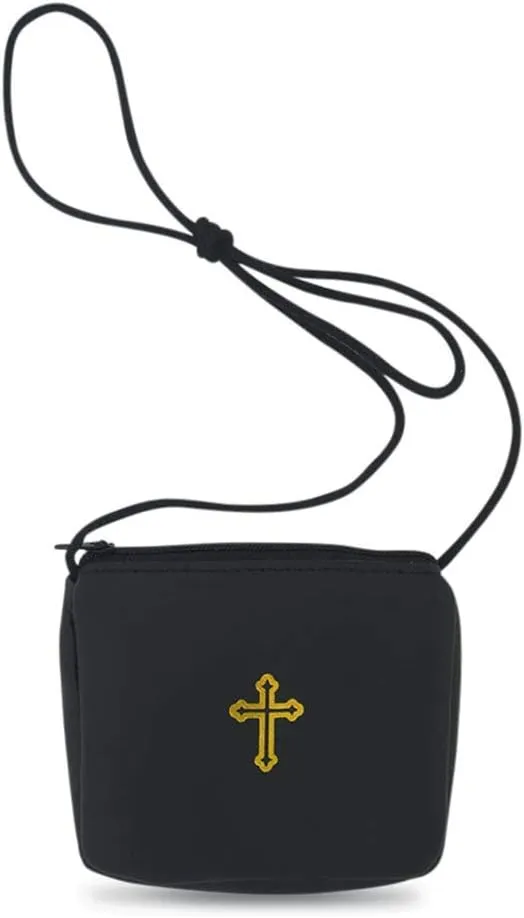 VILLAGE GIFT IMPORTERS 4" Large Black Burse | Perfect for Pyx Travel and Communions | Holds Most Single Pyxes | Christian Home Goods