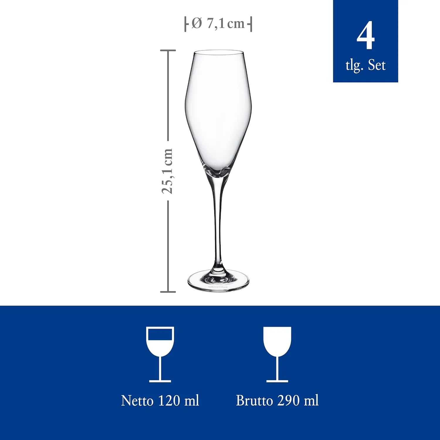 Villeroy & Boch La Divina Champagne Flute, Set of 4 Glass