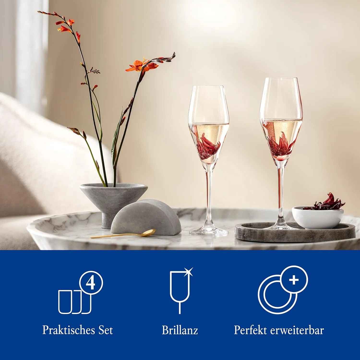 Villeroy & Boch La Divina Champagne Flute, Set of 4 Glass