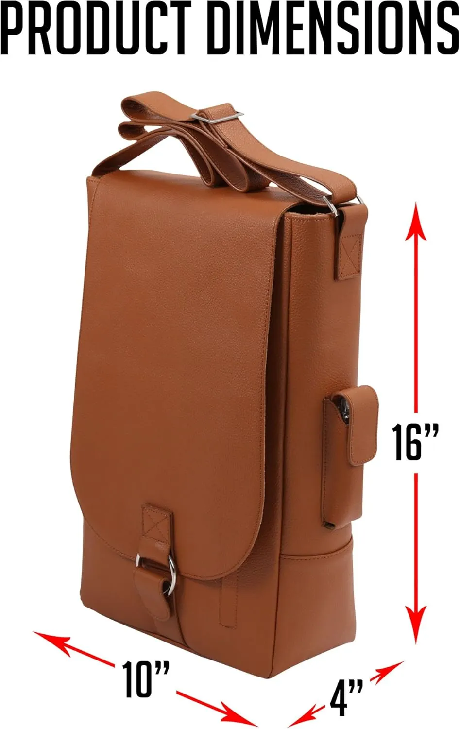 Vino2 Two Bottles Saddle Leather Wine Tote Messenger Carrier (Brown)