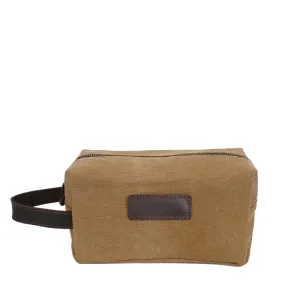 Vintage Wax Canvas Toiletry Bag with Leather Handle
