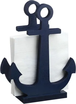 Vintage Wooden Nautical Anchor Napkin Holder Blue Freestanding Anchor Napkin Holder for Home Restaurant Wedding Supplies Party Decoration Table Decor Centerpiece