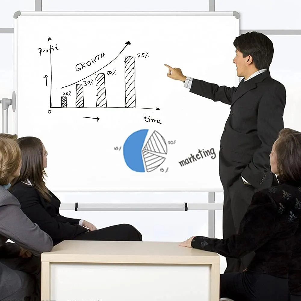 VIZ-PRO Double-Sided Magnetic Mobile Whiteboard, 48 x 36 Inches