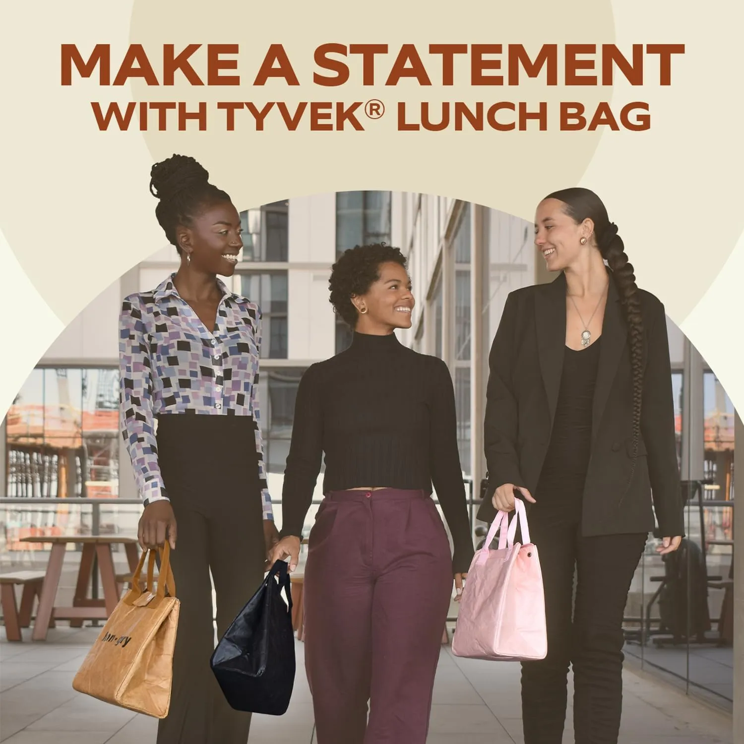 VonNova Insulated Lunch Box for Women, 7L Capacity, Leakproof Lunch Tote Bag, Durable Lunchbox made from Tyvek Material, Adult Cooler Bag for Work, Picnic, Travel and more (Brown)