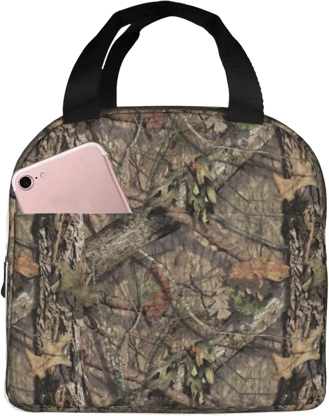 VOOHDDY Camo Hunting Camouflage Forest Insulated Lunch Bag For Women Men Reusable Lunch Box Container Waterproof Portable Cooler Thermal Tote Bag For Work Office Picnic Beach Travel