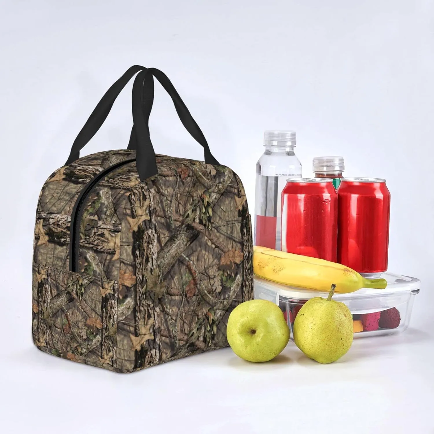 VOOHDDY Camo Hunting Camouflage Forest Insulated Lunch Bag For Women Men Reusable Lunch Box Container Waterproof Portable Cooler Thermal Tote Bag For Work Office Picnic Beach Travel