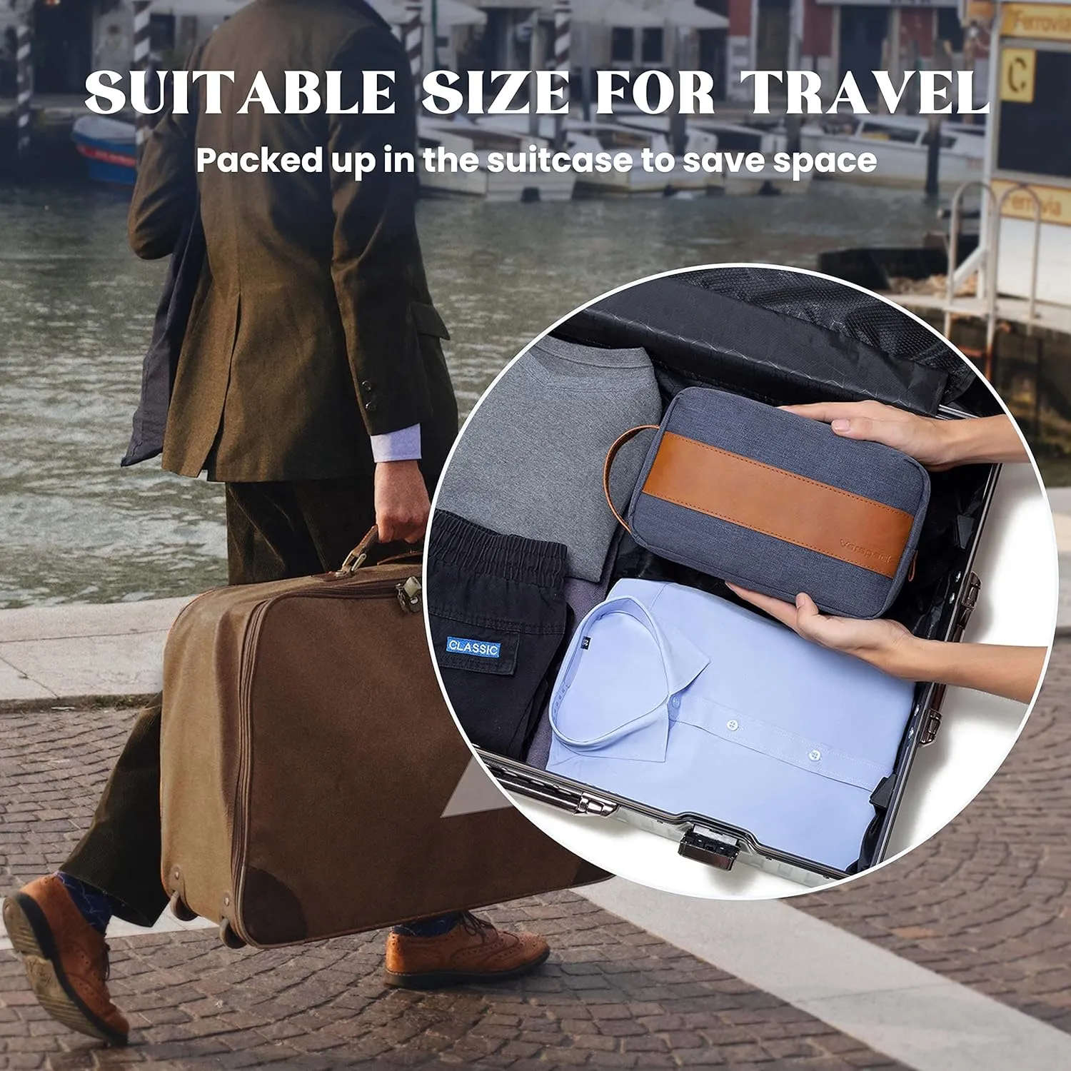 Vorspack Toiletry Bag for Men - Large Dopp Kit for Travel Water Resistant Travel Bag for Toiletries Accessories Lightweight Toiletries Bag - Blue
