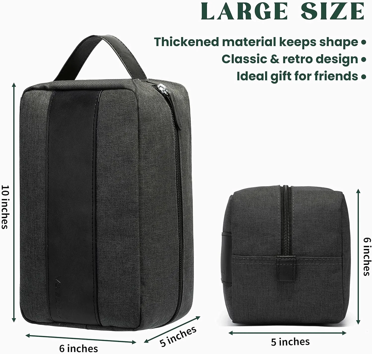 Vorspack Toiletry Bag for Men - Large Dopp Kit for Travel Water Resistant Travel Bag for Toiletries Accessories Lightweight Toiletries Bag - Grey