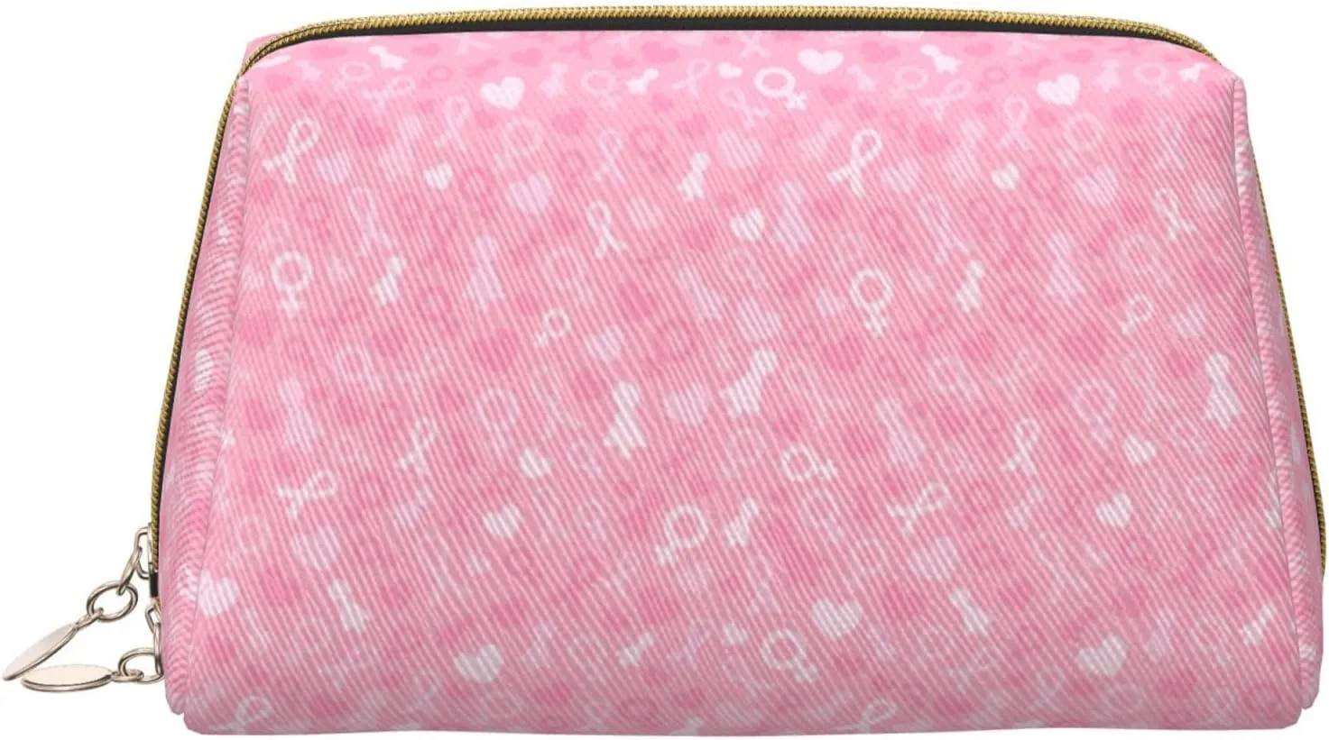 VOSERY Makeup Bag, Cosmetic Bags Travel Toiletry Bag for Women, Breast Cancer Awareness Make up Bag, Large Capacity Makeup Bag Organizer, Cute Makeup Pouch, Waterproof Leather Makeup Case