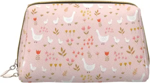 VOSERY Makeup Bag, Cosmetic Bags Travel Toiletry Bag for Women, Large Capacity Makeup Bag Organizer, Bohemian Cute Duck Flower Make up Bag, Cute Makeup Pouch, Waterproof Leather Makeup Case